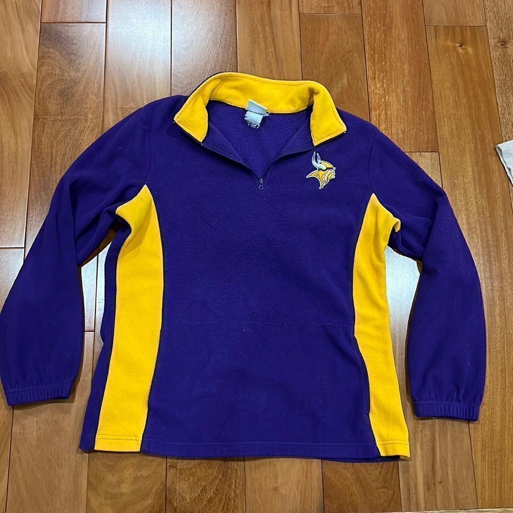 NFL Minnesota Vikings NFL Team Apparel Womens Pullover Sweatshirt  1/4 Zip M‎